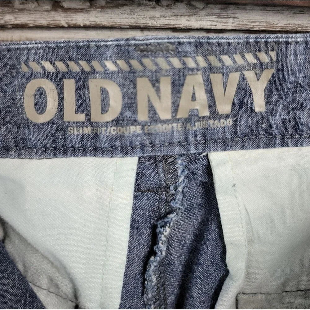 Old Navy Blue Cotton Twill Flat Front Shorts with Pockets Mens Size 30